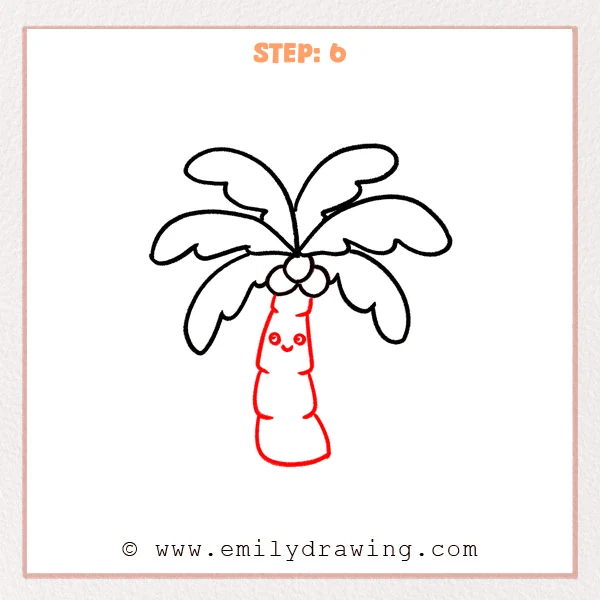 how to draw a cartoon palm tree - Step 6